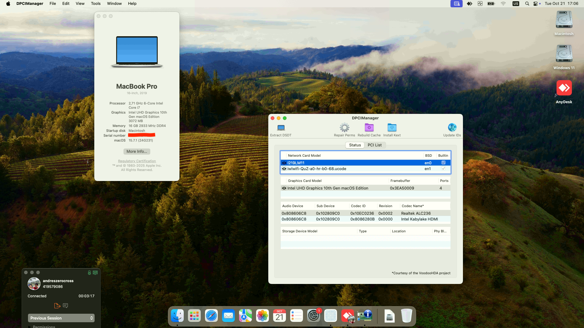 Success Hackintosh macOS Sequoia 15.7.1 Build 24G231 in Dell Latitude 5411
